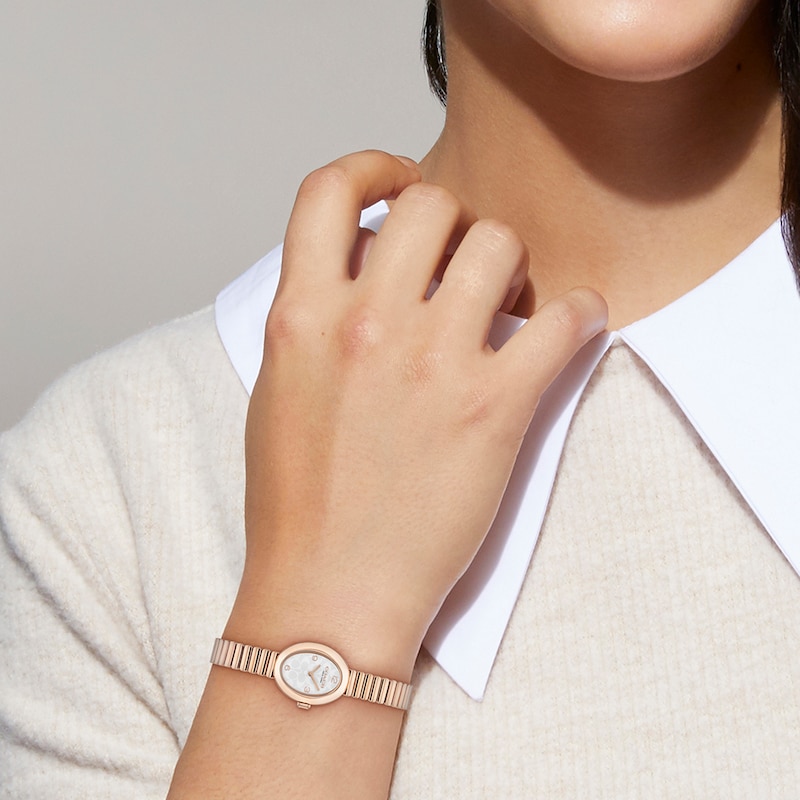 Main Image 4 of Ladies' Coach Sammy Rose-Tone IP Watch with White Oval Dial and Expander Bracelet (Model: 14504572)