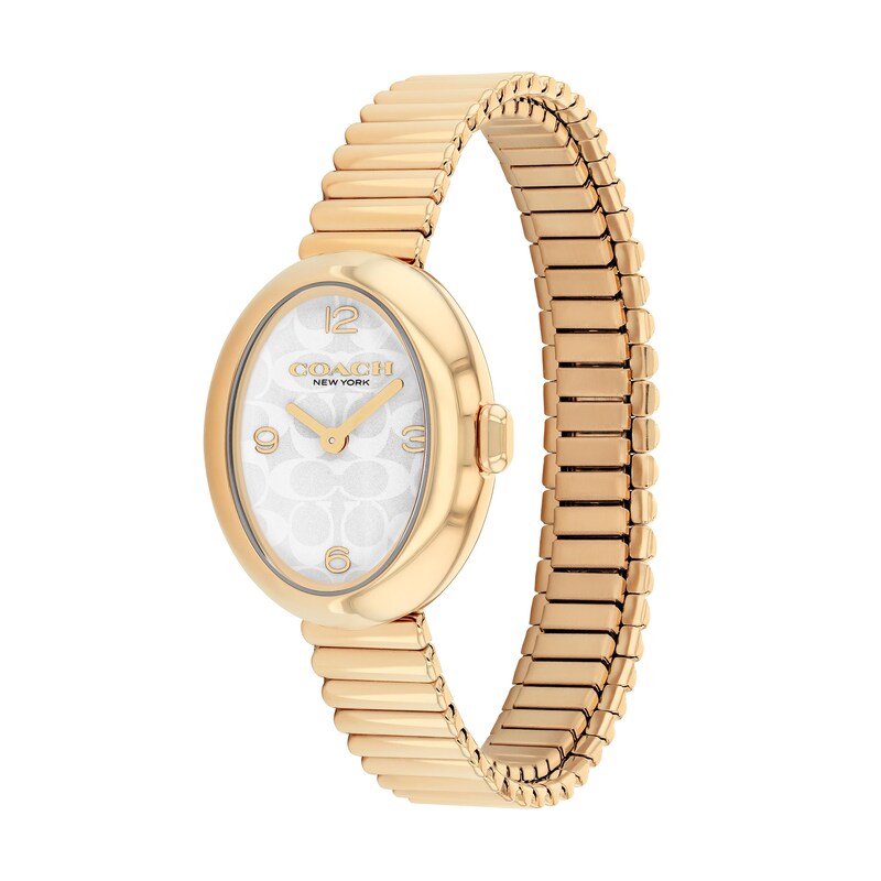 Main Image 2 of Ladies' Coach Sammy Gold-Tone IP Watch with White Oval Dial and Expander Bracelet (Model: 14504573)