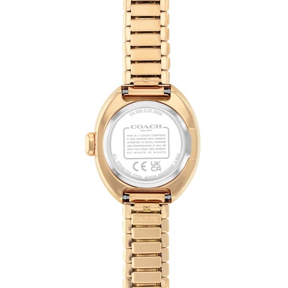 Ladies' Coach Sammy Gold-Tone IP Watch with White Oval Dial and Expander Bracelet (Model: 14504573)
