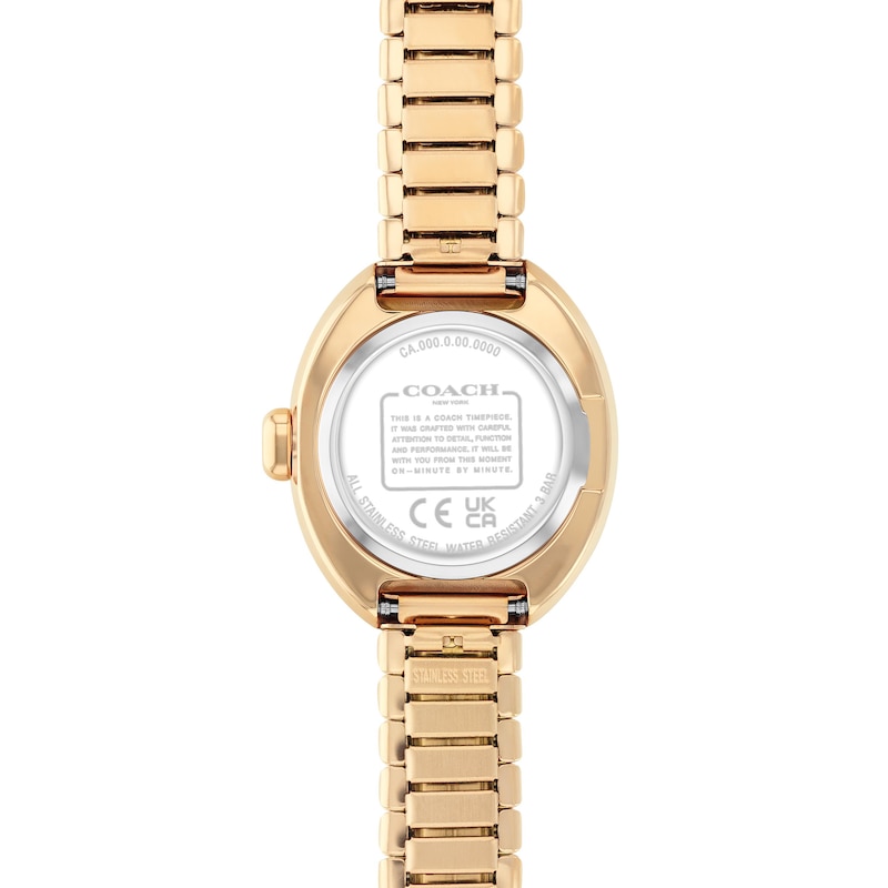 Main Image 3 of Ladies' Coach Sammy Gold-Tone IP Watch with White Oval Dial and Expander Bracelet (Model: 14504573)