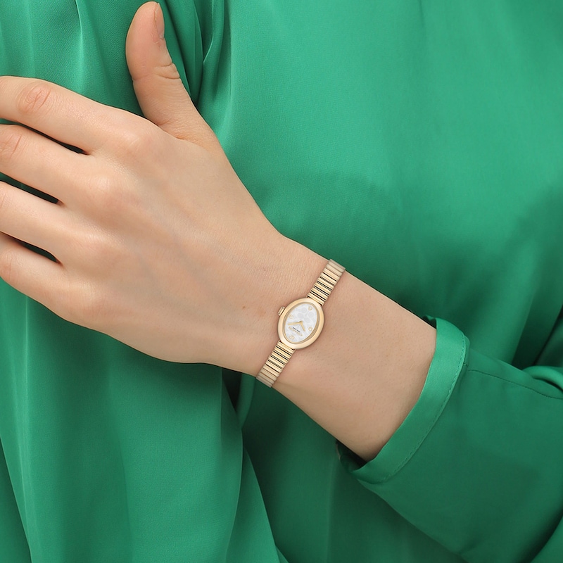 Main Image 4 of Ladies' Coach Sammy Gold-Tone IP Watch with White Oval Dial and Expander Bracelet (Model: 14504573)
