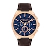 Thumbnail Image 1 of Men's Coach Jackson Chronograph Rose-Tone IP Watch with Navy Blue Dial and Brown Leather Strap (Model: 14602745)