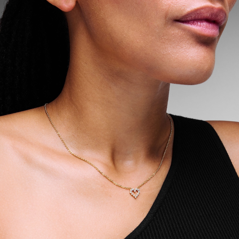 Main Image 2 of 1/4 CT. T.W. Certified Lab-Grown Diamond Open Heart Necklace in 10K Gold (F/VS2)