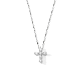 1/4 CT. T.W. Certified Lab-Grown Diamond Cross Necklace in 10K White Gold (F/VS2) - 19”