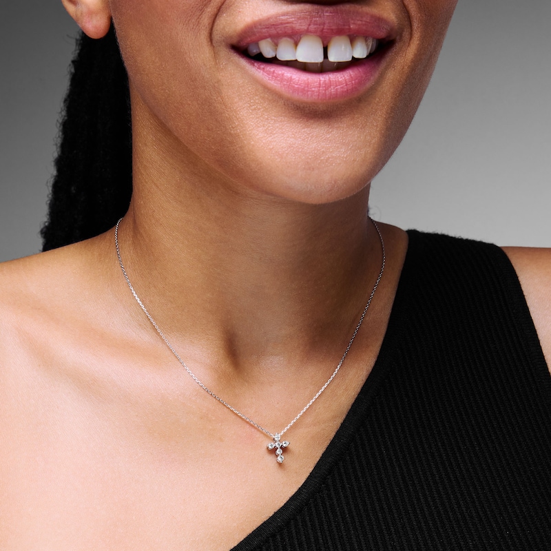 Main Image 2 of 1/4 CT. T.W. Certified Lab-Grown Diamond Cross Necklace in 10K White Gold (F/VS2) - 19”