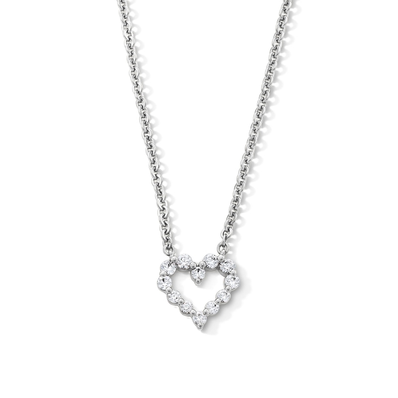 Main Image 1 of 1/4 CT. T.W. Certified Lab-Grown Diamond Open Heart Necklace in 10K White Gold (F/VS2)