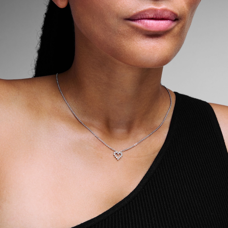 Main Image 2 of 1/4 CT. T.W. Certified Lab-Grown Diamond Open Heart Necklace in 10K White Gold (F/VS2)