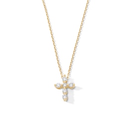 1/4 CT. T.W. Certified Lab-Grown Diamond Cross Necklace in 10K Gold (F/VS2) - 19”