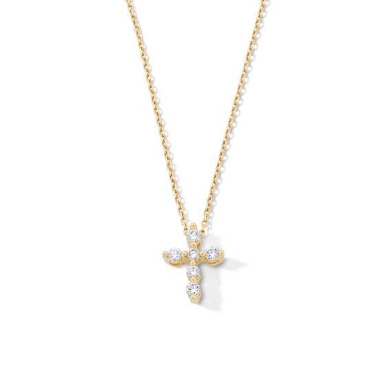 1/4 CT. T.w. Certified Lab-Grown Diamond Cross Necklace in 10K Gold (F/Vs2) - 19â