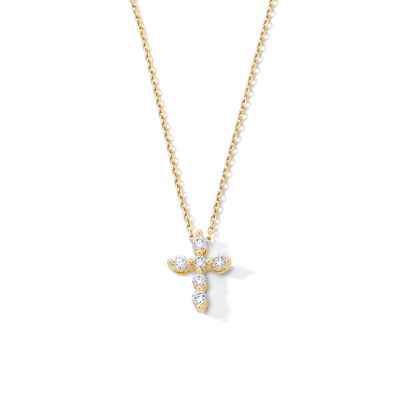 Main Image 1 of 1/4 CT. T.W. Certified Lab-Grown Diamond Cross Necklace in 10K Gold (F/VS2) - 19”