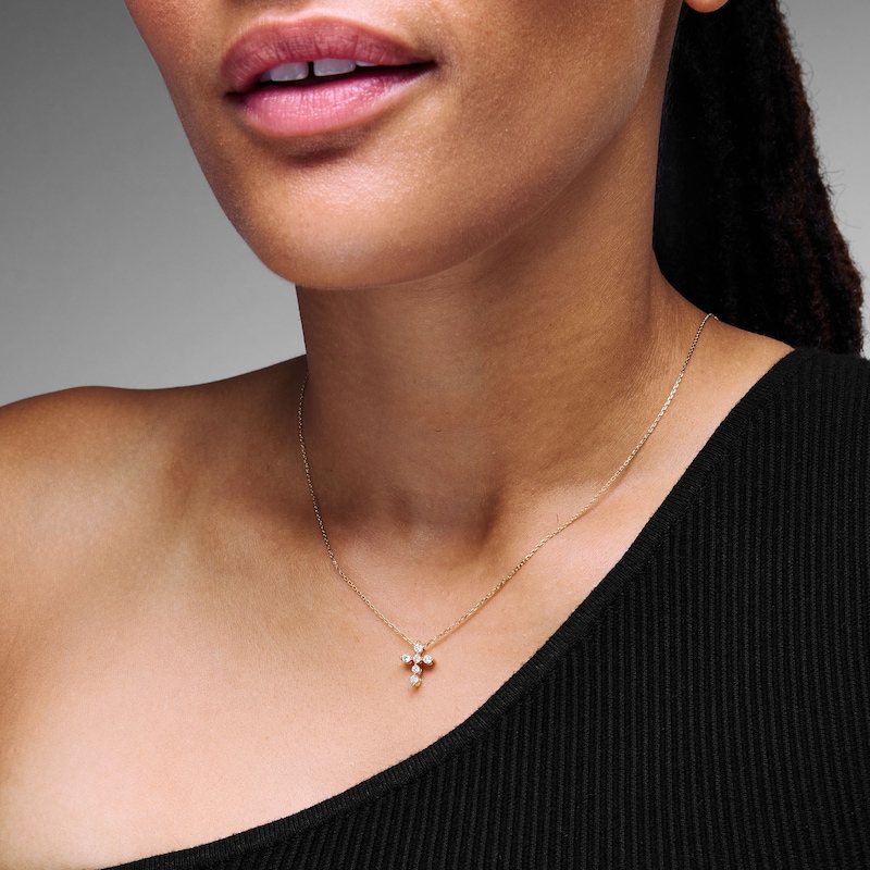 Main Image 2 of 1/4 CT. T.W. Certified Lab-Grown Diamond Cross Necklace in 10K Gold (F/VS2) - 19”