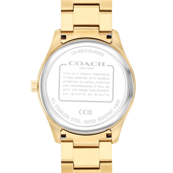 Men's Coach Oliver Gold-Tone IP Watch with Green Textured Dial (Model: 14602753)