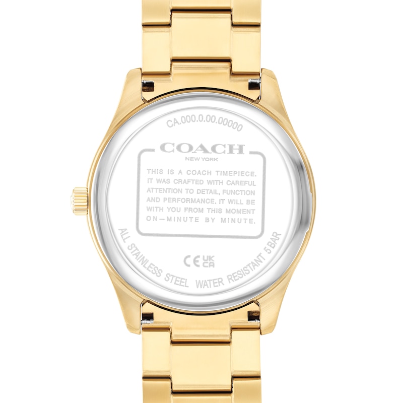 Main Image 3 of Men's Coach Oliver Gold-Tone IP Watch with Green Textured Dial (Model: 14602753)