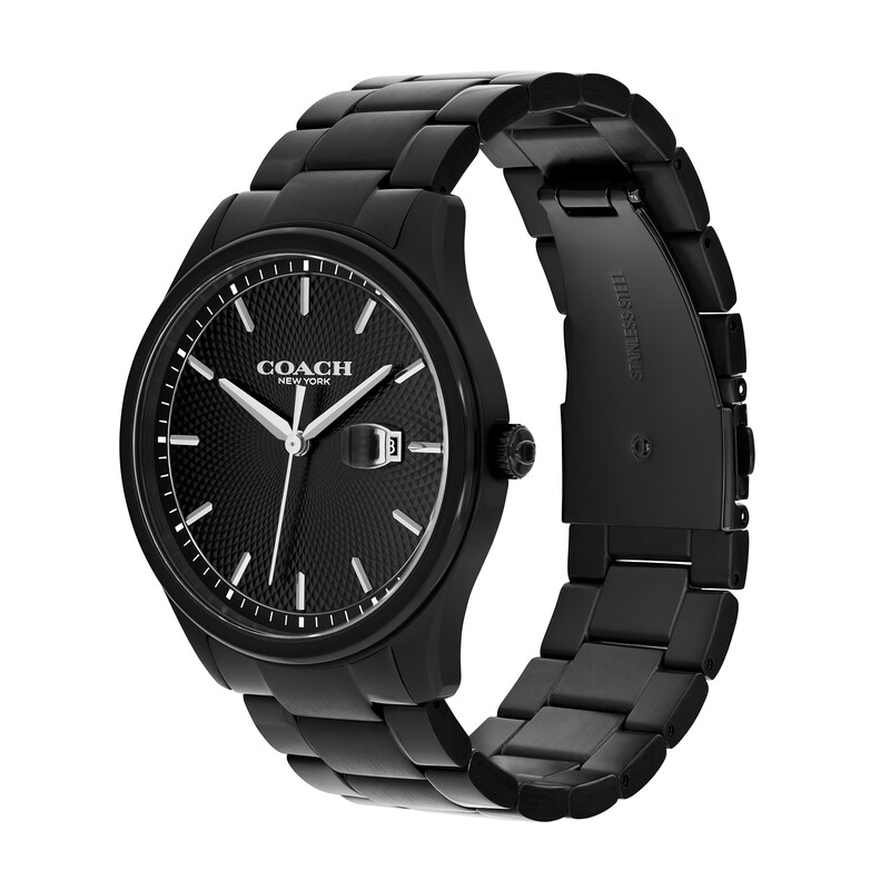 Main Image 2 of Men's Coach Charles Black IP Stainless Steel Watch with Black Dial (Model: 14602754)