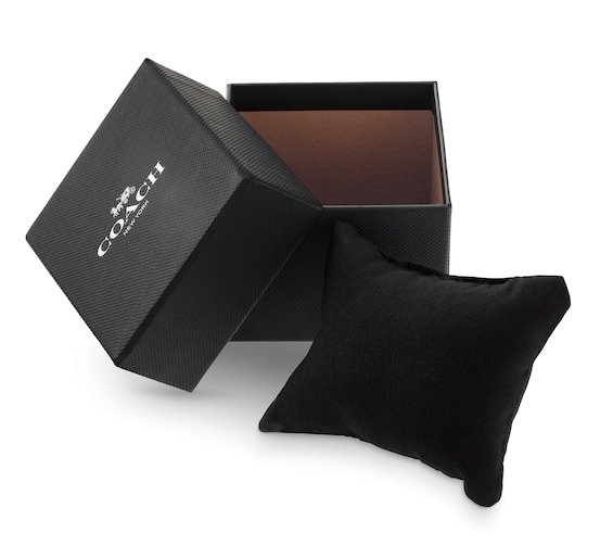 Men's Coach Oliver Gray IP Watch with Gray Textured Dial and Black Leather Strap (Model: 14602758)