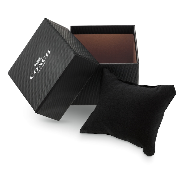 Main Image 5 of Men's Coach Oliver Gray IP Watch with Gray Textured Dial and Black Leather Strap (Model: 14602758)