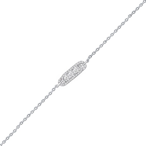 1/2 CT. T.w. Diamond Paper Clip Plaque Bracelet in 10K White Gold