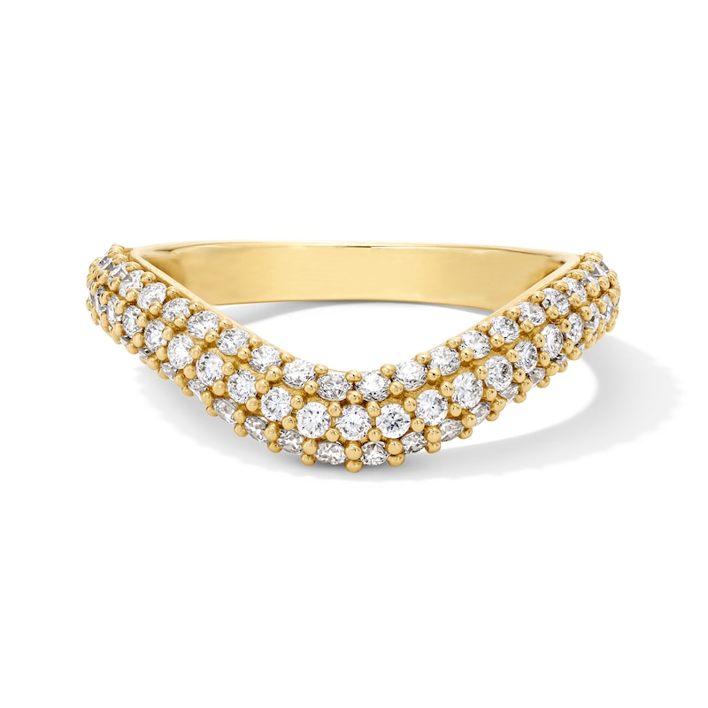 Main Image 1 of 3/4 CT. T.W. Certified Lab-Grown Diamond Multi-Row Contour Band in 14K Gold (F/VS2)
