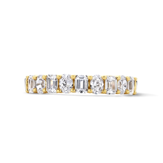 1 CT. T.w. Emerald-Cut and Oval Certified Lab-Grown Diamond Anniversary Band in 10K Gold (F/Vs2)