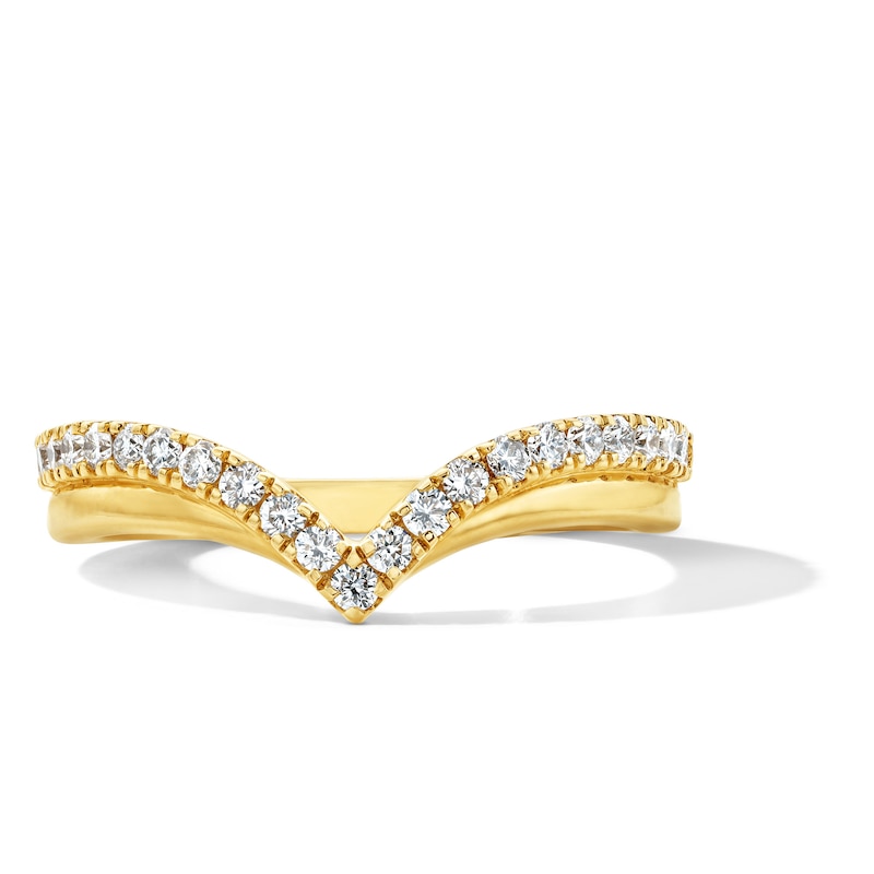 Main Image 1 of 1/3 CT. T.W. Lab-Grown Diamond Two-Row Chevron Band in 14K Gold (F/VS2)