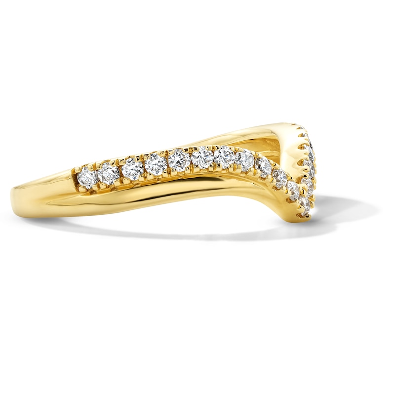 Main Image 4 of 1/3 CT. T.W. Lab-Grown Diamond Two-Row Chevron Band in 14K Gold (F/VS2)