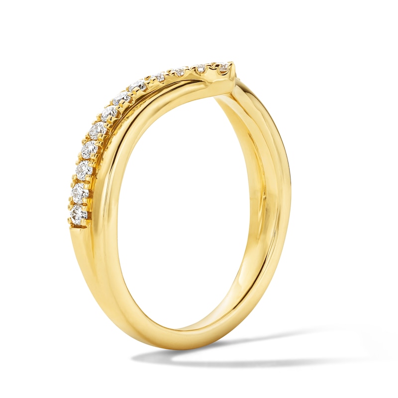 Main Image 5 of 1/3 CT. T.W. Lab-Grown Diamond Two-Row Chevron Band in 14K Gold (F/VS2)