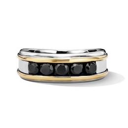 1 CT. T.W. Black Diamond Five-Stone Band in 10K Two-Tone Gold