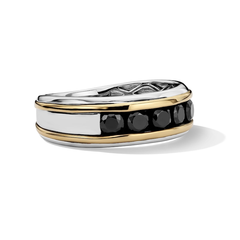 Main Image 4 of 1 CT. T.W. Black Diamond Five-Stone Band in 10K Two-Tone Gold