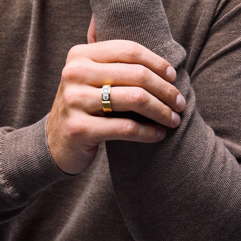 Main Image 2 of 1 CT. T.W. Certified Lab-Grown Diamond Three-Stone Band in 10K Gold (F/VS2)