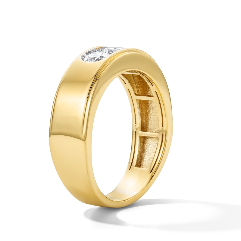 Main Image 3 of 1 CT. T.W. Certified Lab-Grown Diamond Three-Stone Band in 10K Gold (F/VS2)