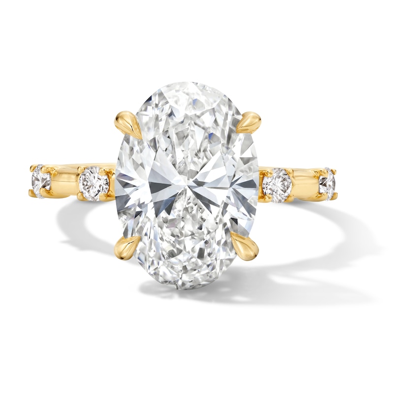 Main Image 1 of Modern Reflection 4-1/4 CT. T.W. Certified Oval Lab-Grown Diamond Engagement Ring in 14K Gold (F/VS2)