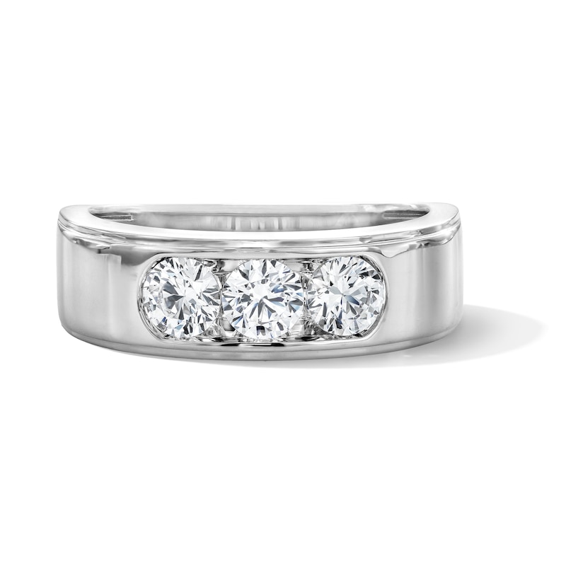 Main Image 1 of 1 CT. T.W. Certified Lab-Grown Diamond Three-Stone Band in 10K White Gold (F/VS2)