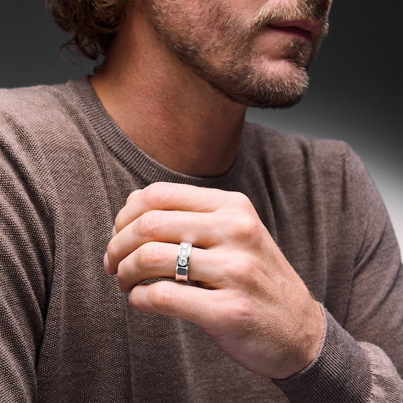 1 CT. T.w. Certified Lab-Grown Diamond Three-Stone Band in 10K White Gold (F/Vs2)