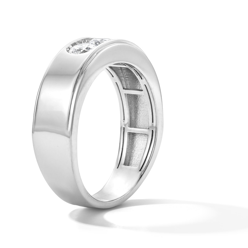 Main Image 3 of 1 CT. T.W. Certified Lab-Grown Diamond Three-Stone Band in 10K White Gold (F/VS2)