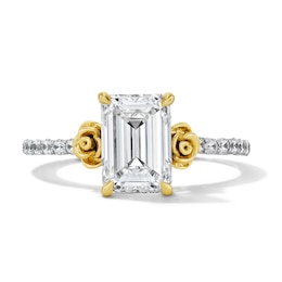 Enchanted Disney Belle 2-1/2 CT. T.W. Emerald-Cut Certified Lab-Grown Diamond Engagement Ring in 14K Two-Tone Gold (F/VS2)