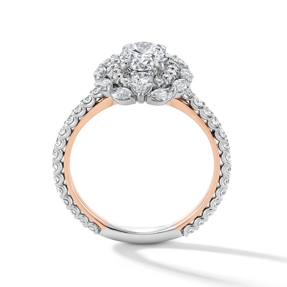 Enchanted Disney Aurora 2-1/4 CT. T.w. Oval Certified Lab-Grown Diamond Frame Ring in 14K Two-Tone Gold (F/Vs2)
