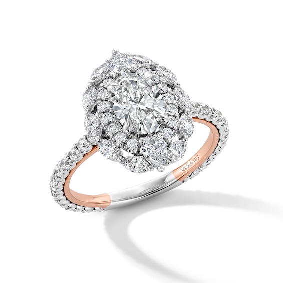 Enchanted Disney Aurora 2-1/4 CT. T.w. Oval Certified Lab-Grown Diamond Frame Ring in 14K Two-Tone Gold (F/Vs2)