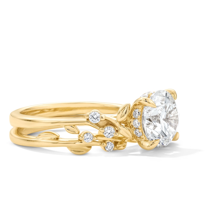 Main Image 3 of 2-1/4 CT. T.W. Certified Lab-Grown Diamond Leaf and Vine Bridal Set in 14K Gold (F/VS2)