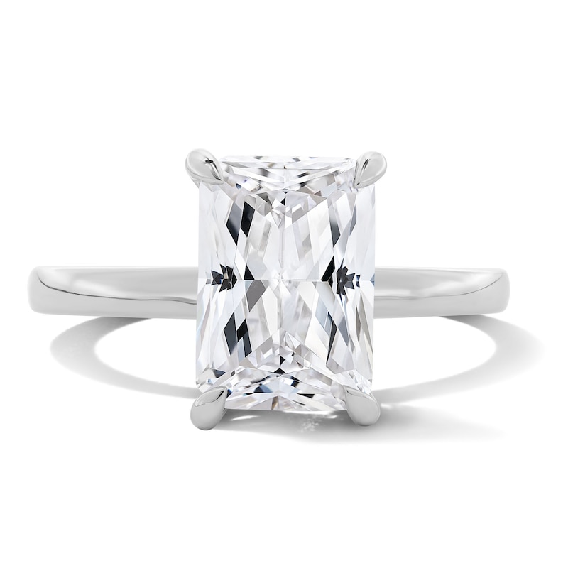 Main Image 1 of 3-1/8 CT. T.W. Radiant-Cut Certified Lab-Grown Diamond Hidden Frame Engagement Ring in 14K White Gold (F/VS2)