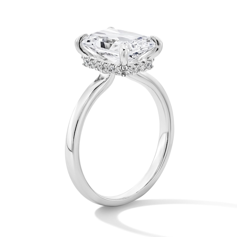 Main Image 5 of 3-1/8 CT. T.W. Radiant-Cut Certified Lab-Grown Diamond Hidden Frame Engagement Ring in 14K White Gold (F/VS2)