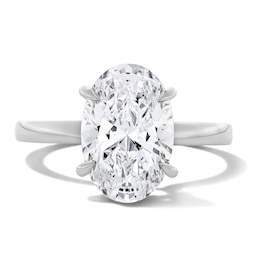 3 CT. T.W. Oval Certified Lab-Grown Diamond Hidden Frame Engagement Ring in 14K White Gold (F/VS2)
