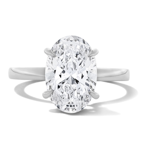 3 CT. T.w. Oval Certified Lab-Grown Diamond Hidden Frame Engagement Ring in 14K White Gold (F/Vs2)