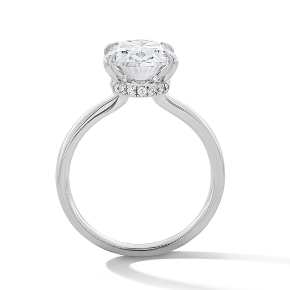 3 CT. T.w. Oval Certified Lab-Grown Diamond Hidden Frame Engagement Ring in 14K White Gold (F/Vs2)