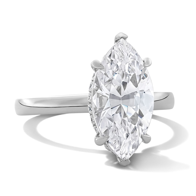 Main Image 4 of 3-1/8 CT. T.W. Marquise-Cut Certified Lab-Grown Diamond Hidden Frame Engagement Ring in 14K White Gold (F/VS2)