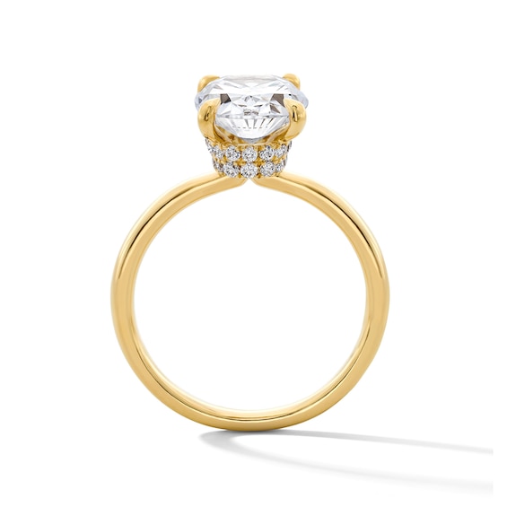 3-1/4 CT. T.w. Oval Certified Lab-Grown Diamond Hidden Double Frame Engagement Ring in 14K Gold (F/Vs2)