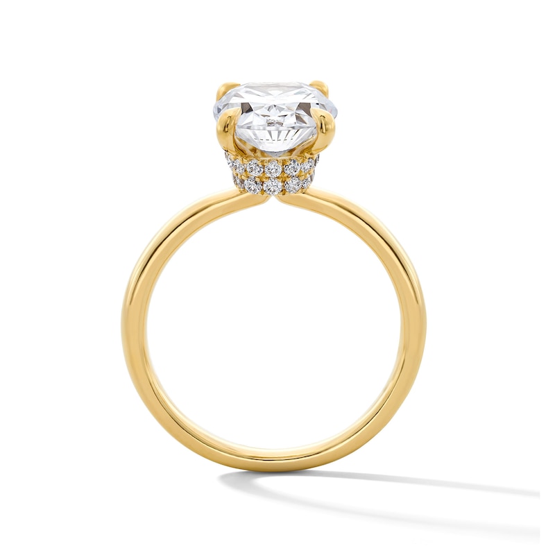 Main Image 3 of 3-1/4 CT. T.W. Oval Certified Lab-Grown Diamond Hidden Double Frame Engagement Ring in 14K Gold (F/VS2)