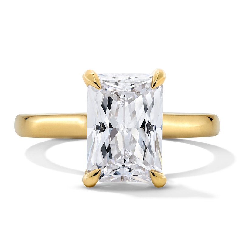 Main Image 1 of 3-1/4 CT. T.W. Radiant-Cut Certified Lab-Grown Diamond Hidden Double Frame Engagement Ring in 14K Gold (F/VS2)