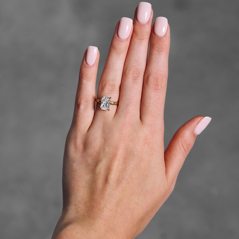 Main Image 2 of 3-1/4 CT. T.W. Radiant-Cut Certified Lab-Grown Diamond Hidden Double Frame Engagement Ring in 14K Gold (F/VS2)