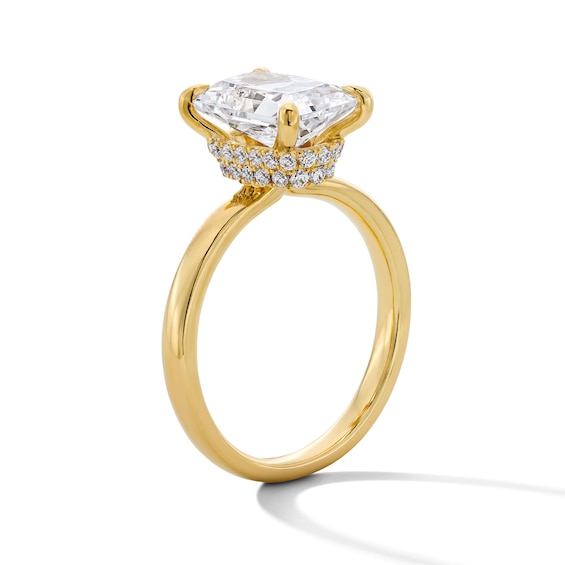 3-1/4 CT. T.w. Radiant-Cut Certified Lab-Grown Diamond Hidden Double Frame Engagement Ring in 14K Gold (F/Vs2)