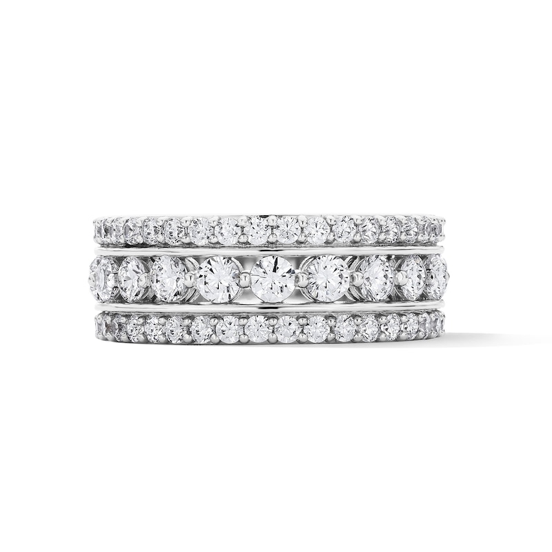 Main Image 1 of 1-1/2 CT. T.W. Lab-Grown Diamond Three-Row Anniversary Band in 10K White Gold (F/VS2)